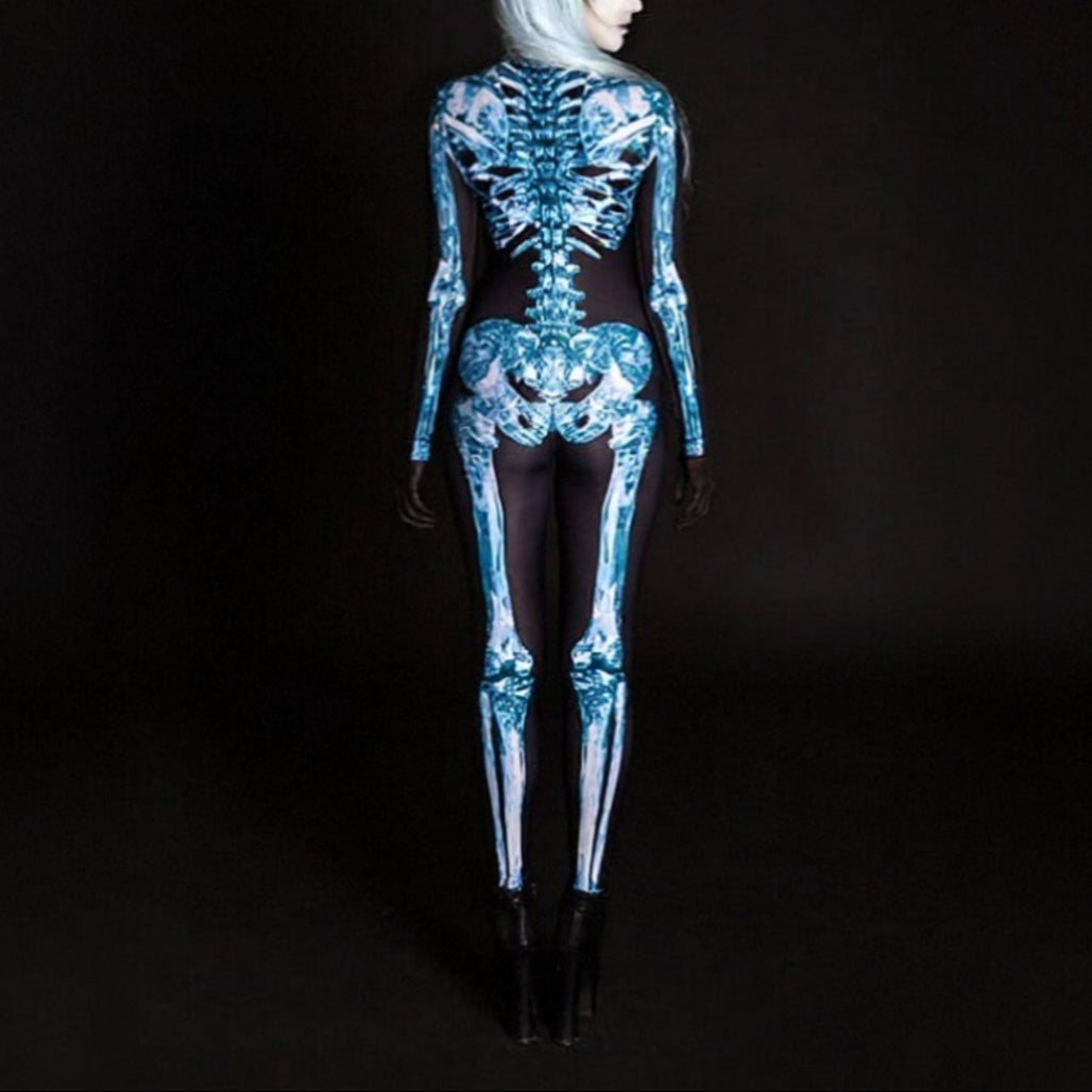 Women's Blue Skeleton Skull Jumpsuit