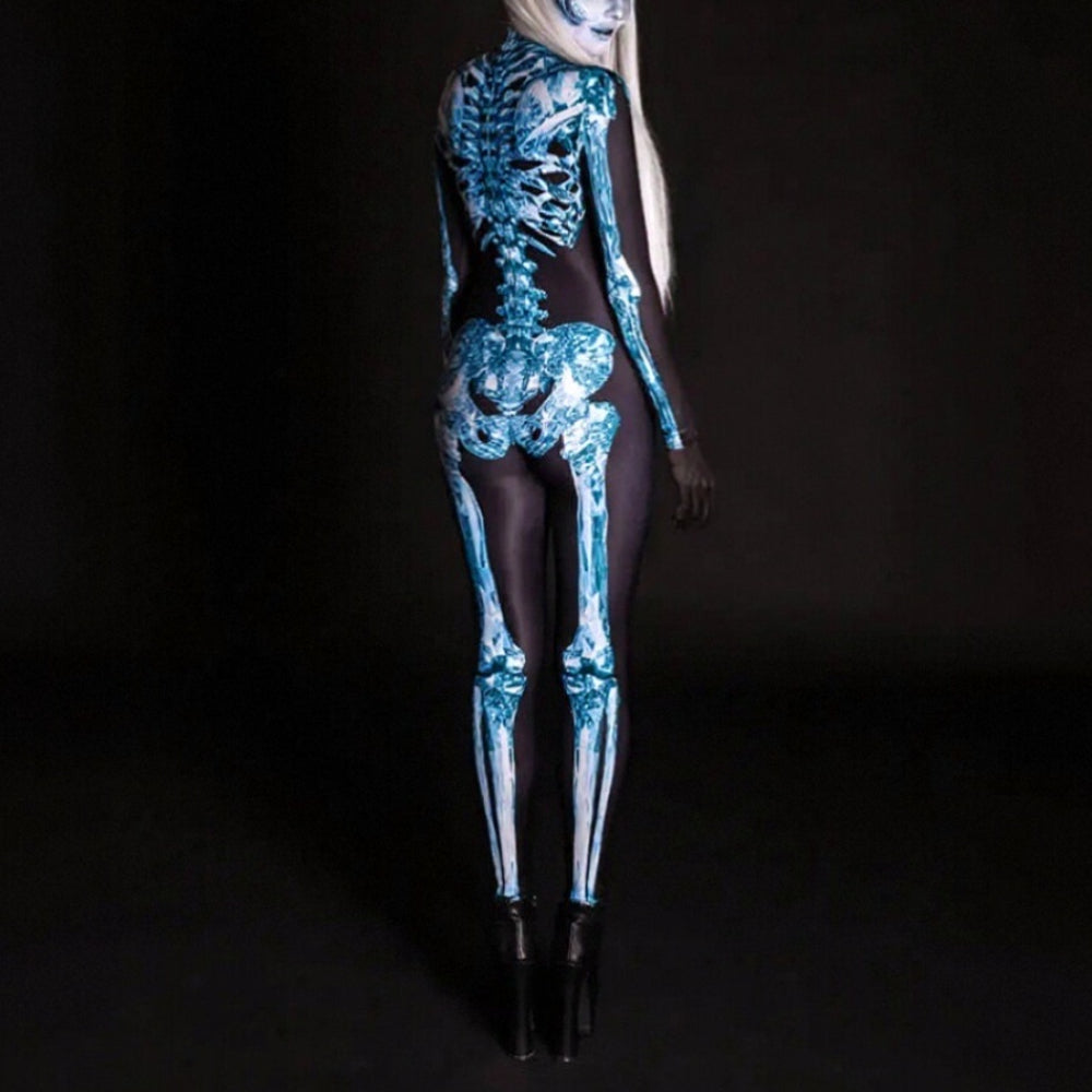 Women's Blue Skeleton Skull Jumpsuit