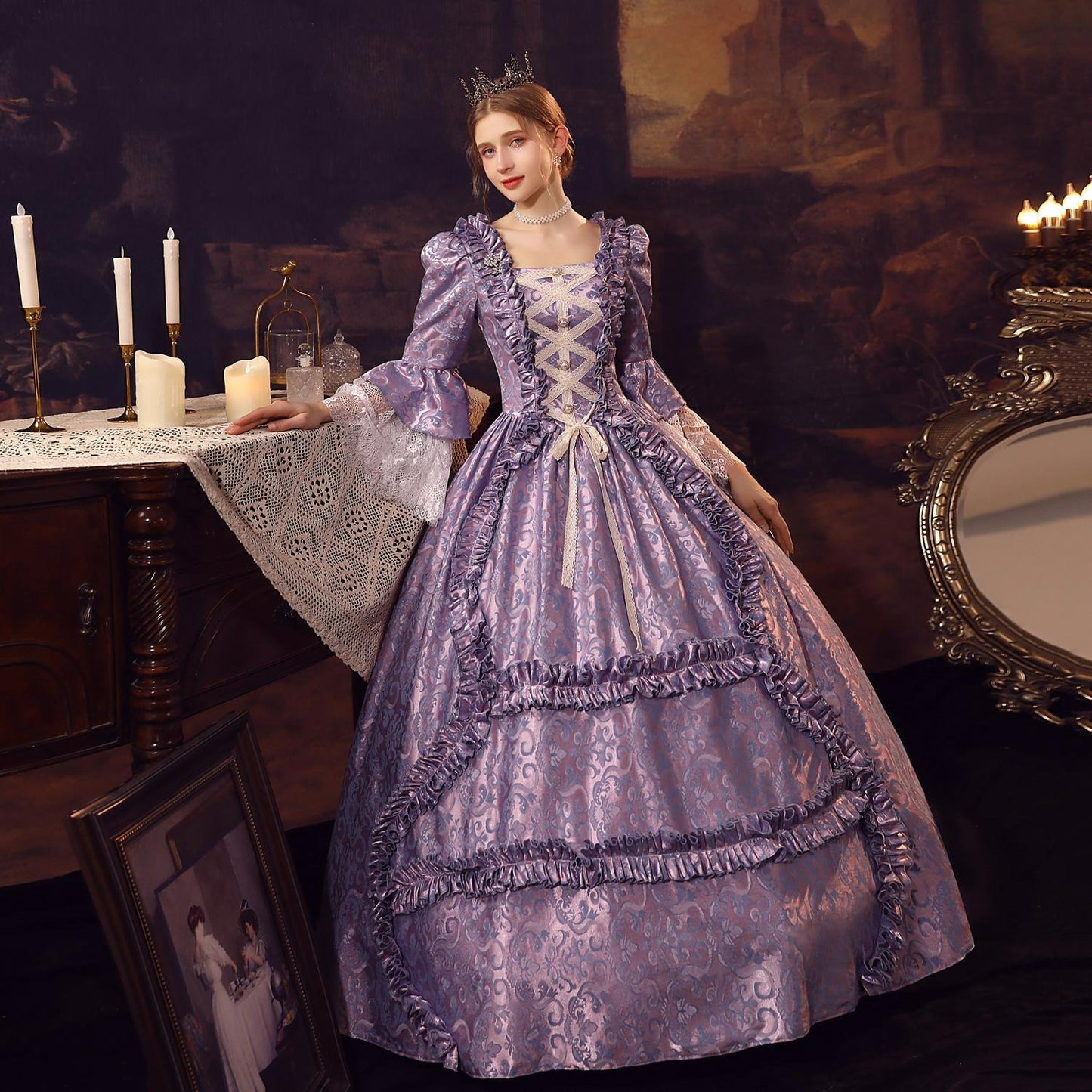 Rococo Brocade Style Ball Dress