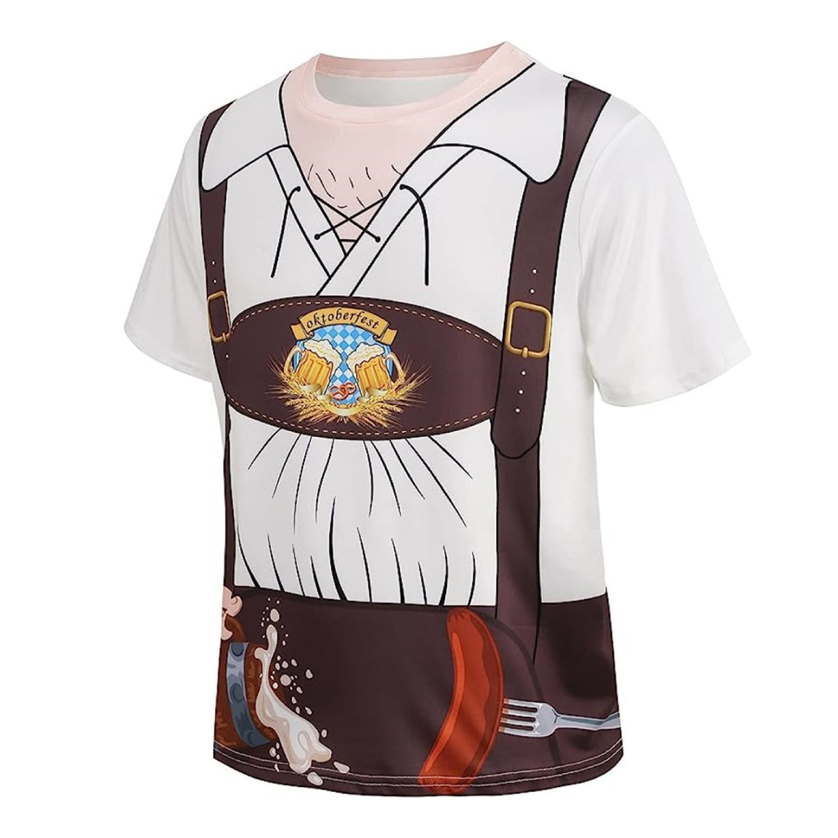 Bayerisches Bierbauch-Lederhosen-Print-T-Shirt