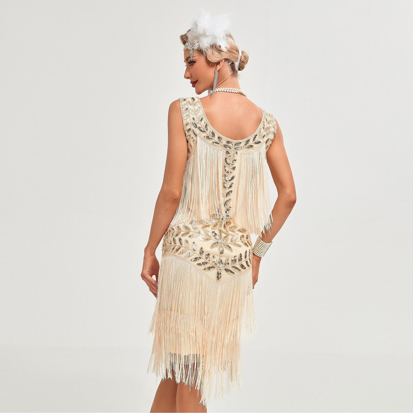 1920s Apricot Flapper Dress