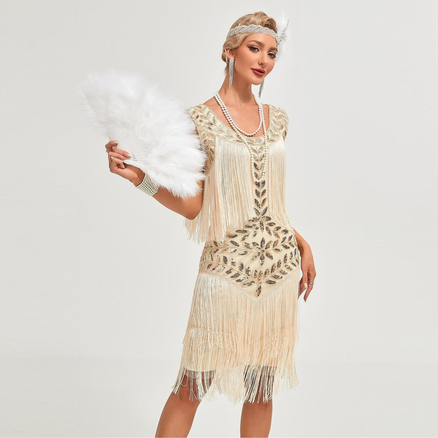 1920s Apricot Flapper Dress