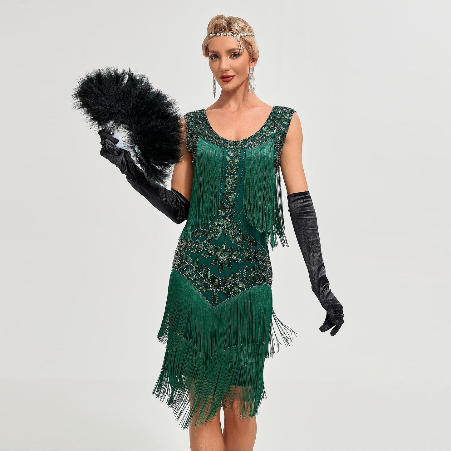 1920s Green Flapper Dress