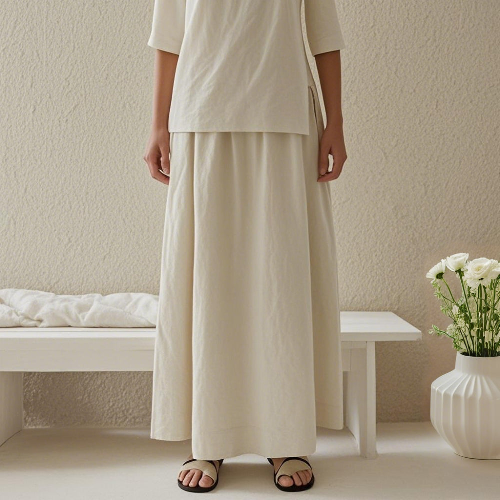 Classic Cotton Linen Blend Skirt - Retrorobe