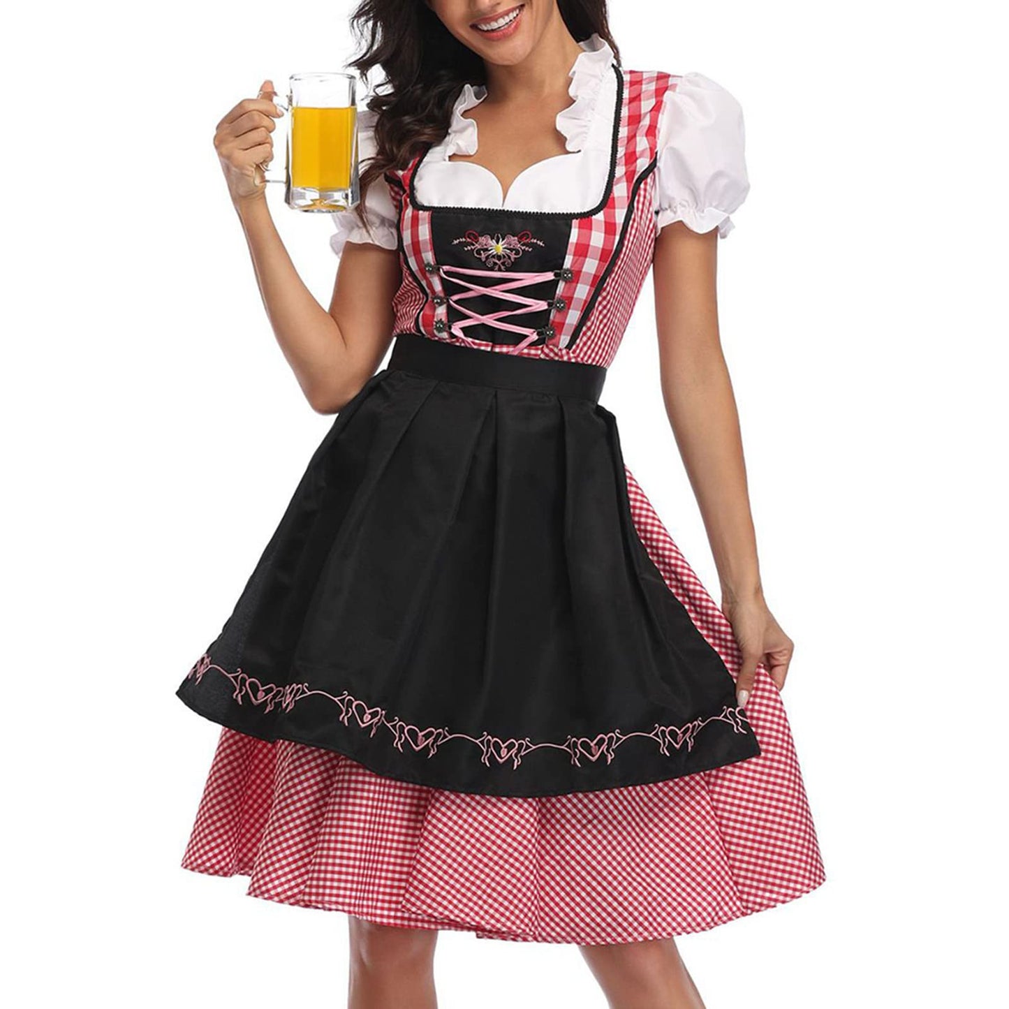 Oktoberfest Black & Red Dirndl with Apron