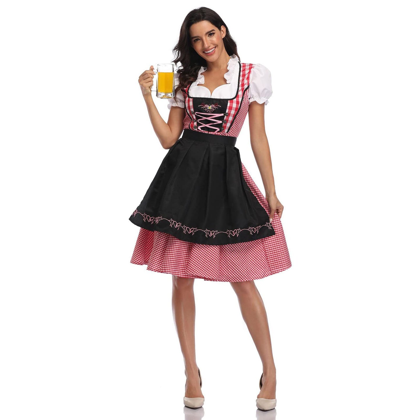 Oktoberfest Black & Red Dirndl with Apron