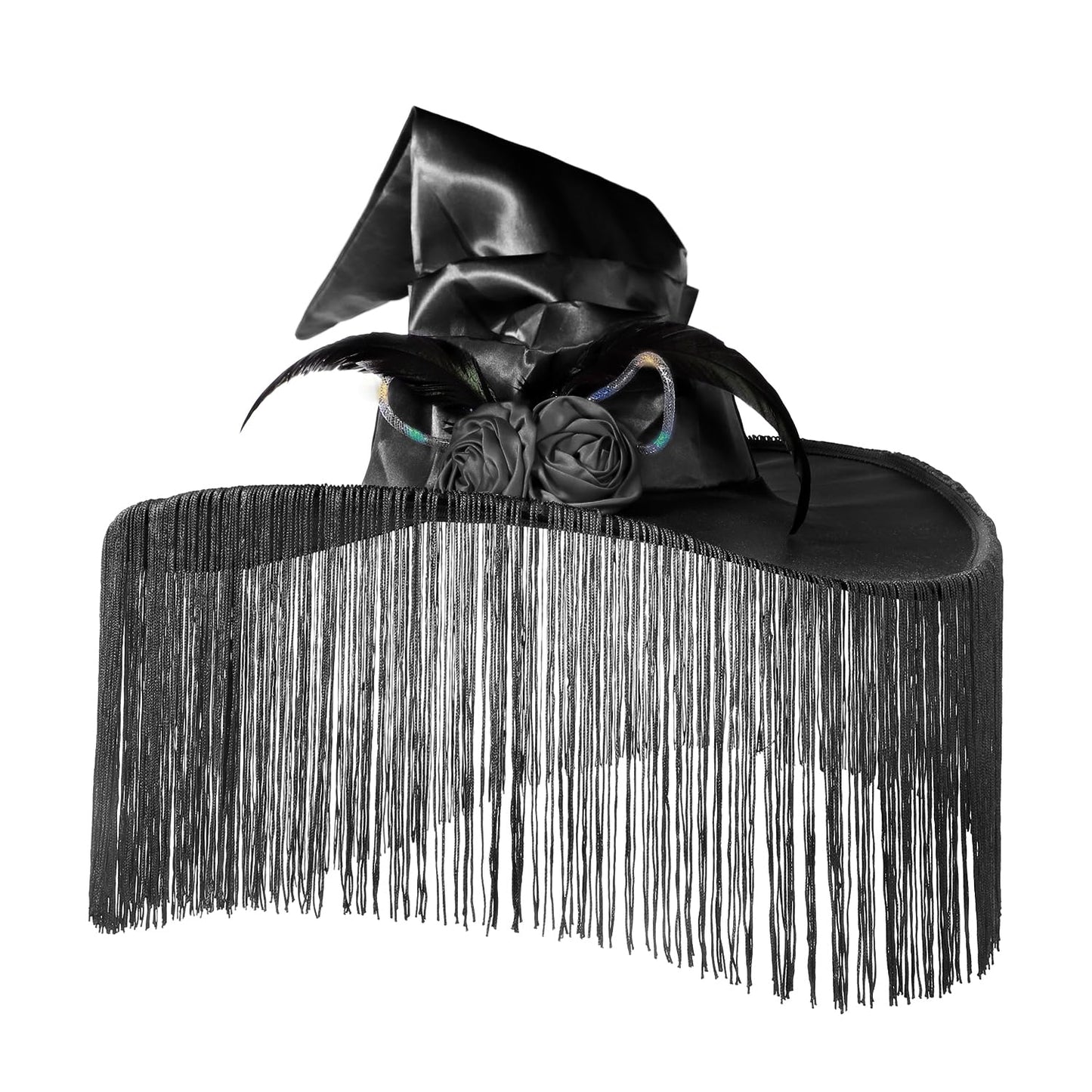 LED Light Up Witch Hat with Fringe Veil