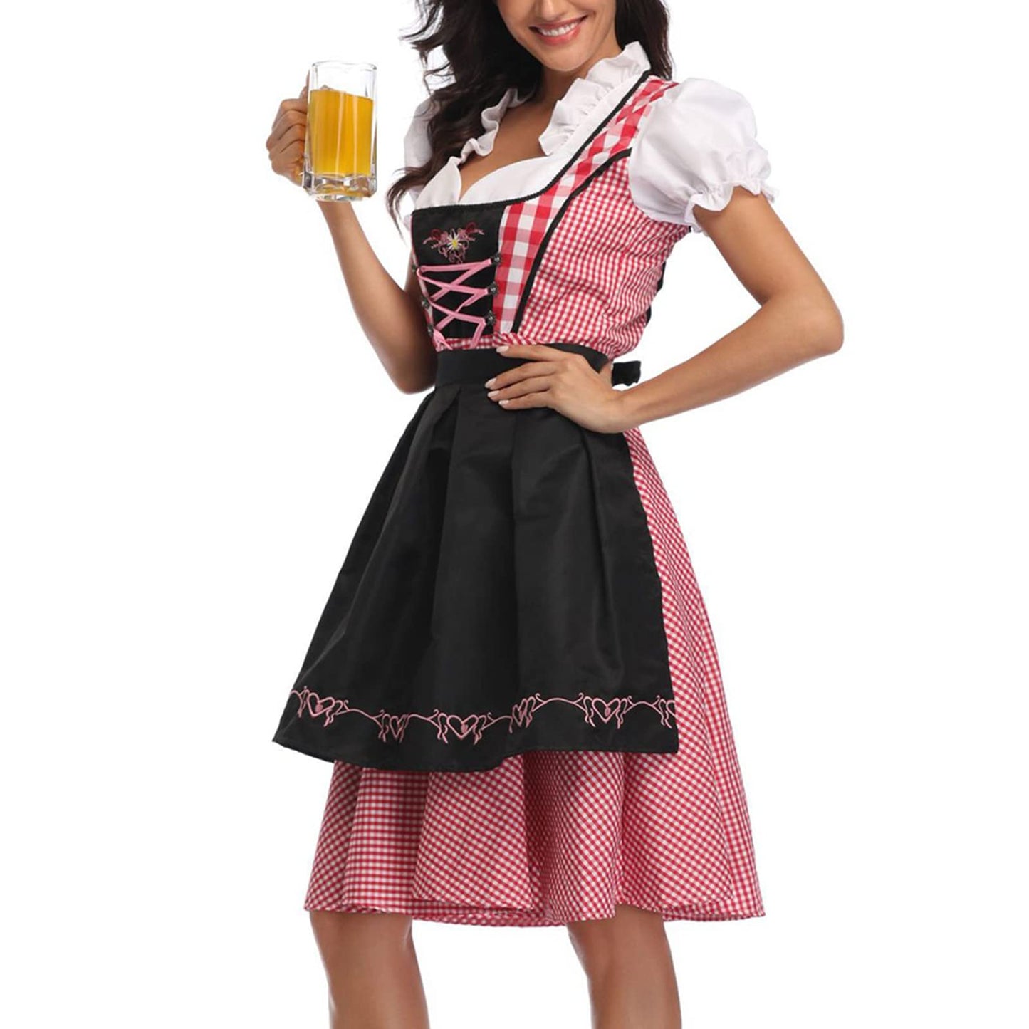 Oktoberfest Black & Red Dirndl with Apron
