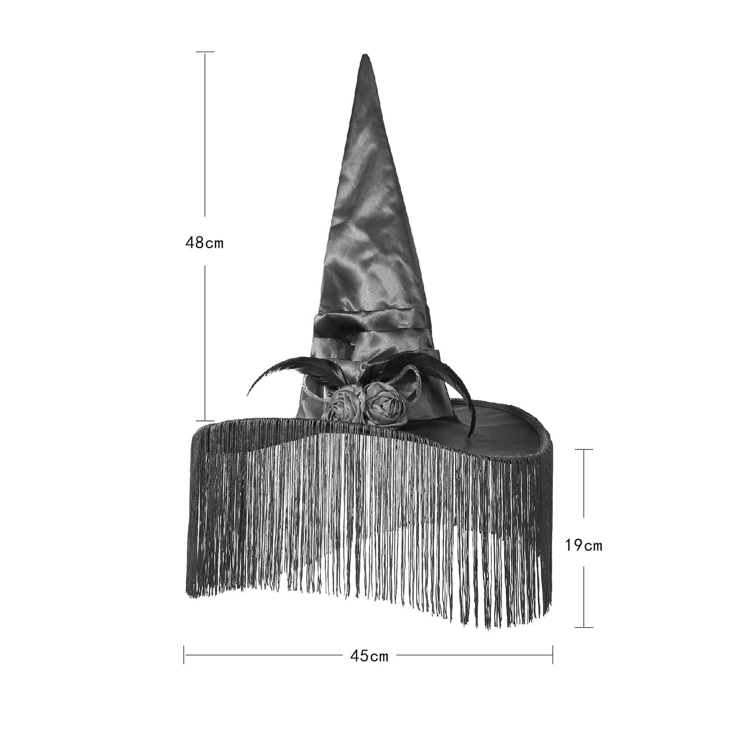 LED Light Up Witch Hat with Fringe Veil