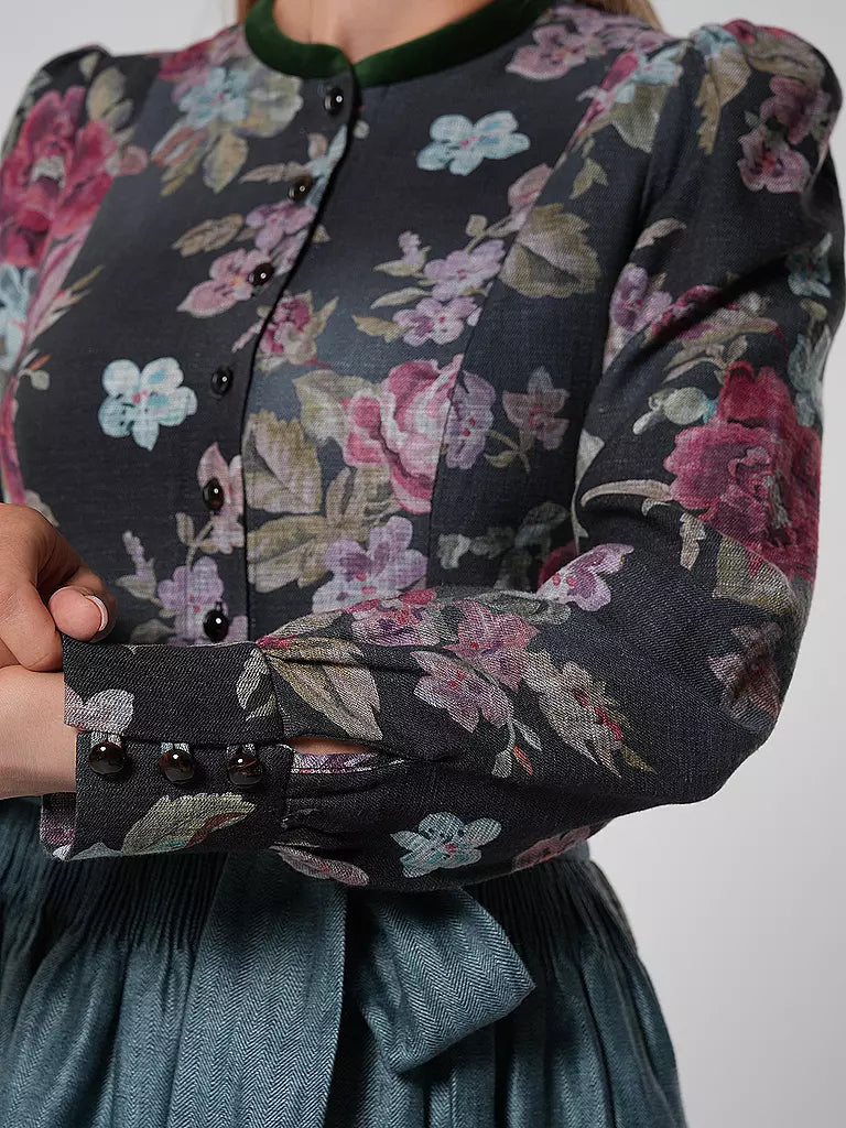 Oktoberfest Black Floral Vintage Dirndl Dress with Apron