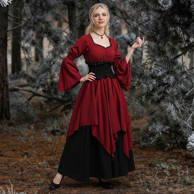 Women's Retro Vintage Victorian Red Dress for Renaissance Faire – retrorobe