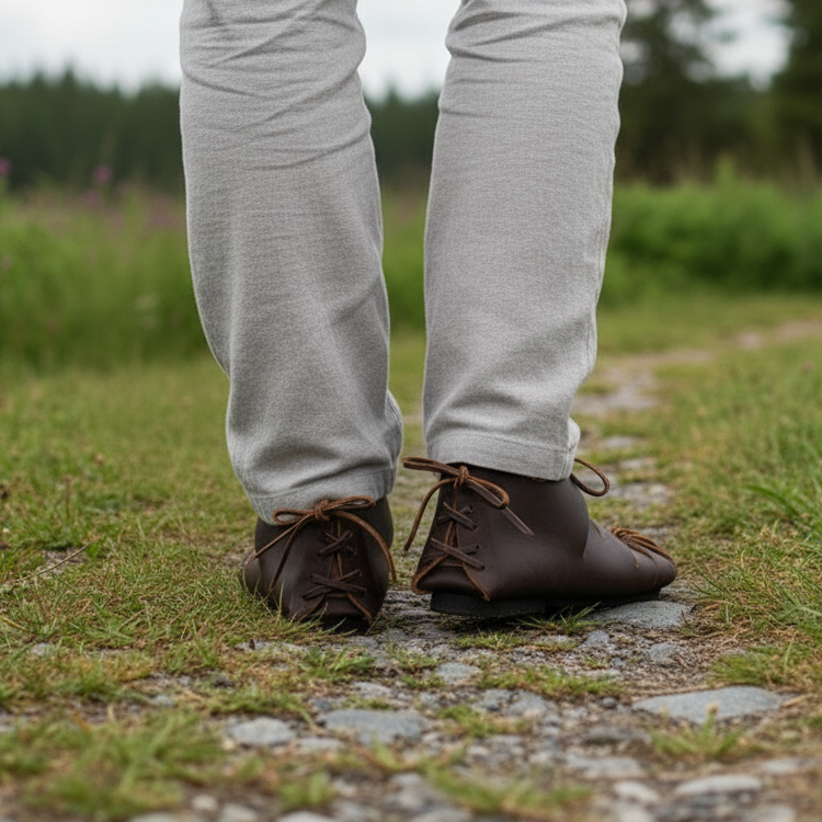 Chaussures paysannes médiévales à lacets de style celtique
