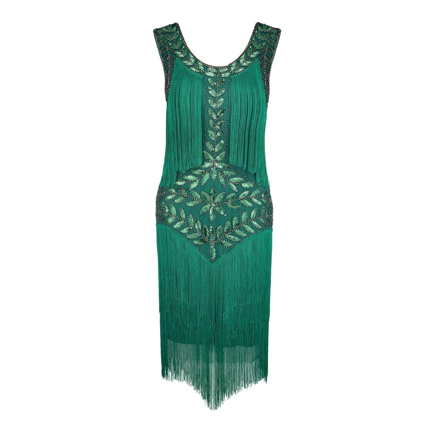 Green Fringed Sequin Flapper Dress