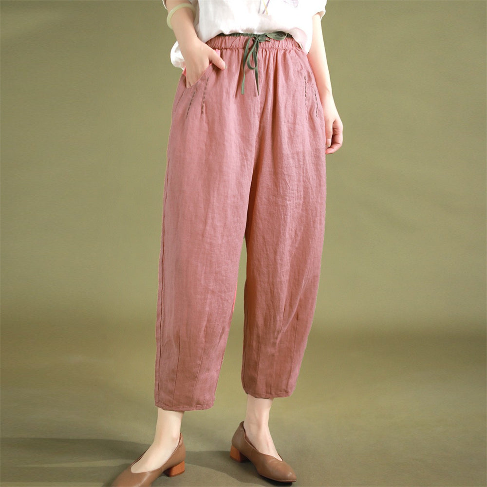 Classic Linen Loose Pants with Pocket - Retrorobe
