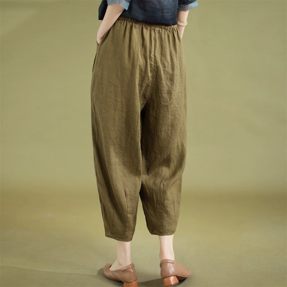 Classic Linen Loose Pants with Pocket - Retrorobe