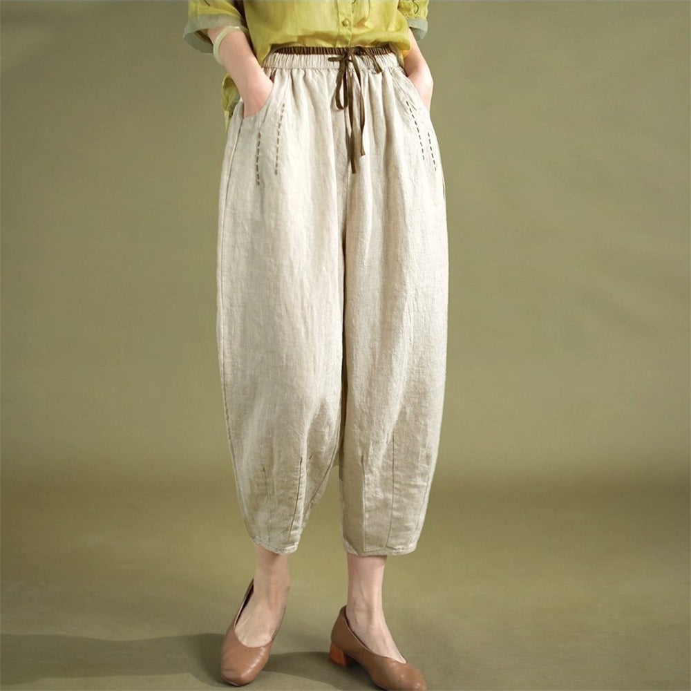 Classic Linen Loose Pants with Pocket - Retrorobe
