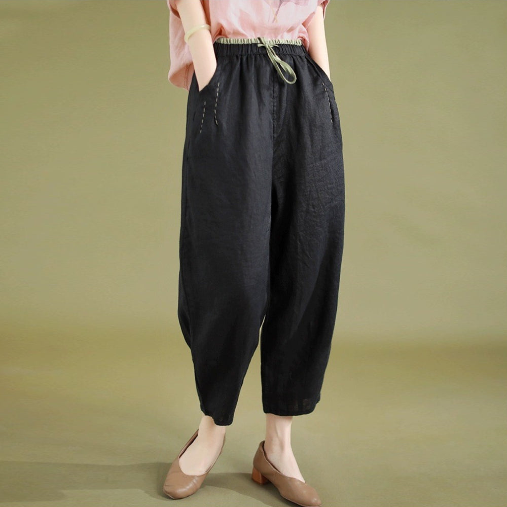Classic Linen Loose Pants with Pocket - Retrorobe