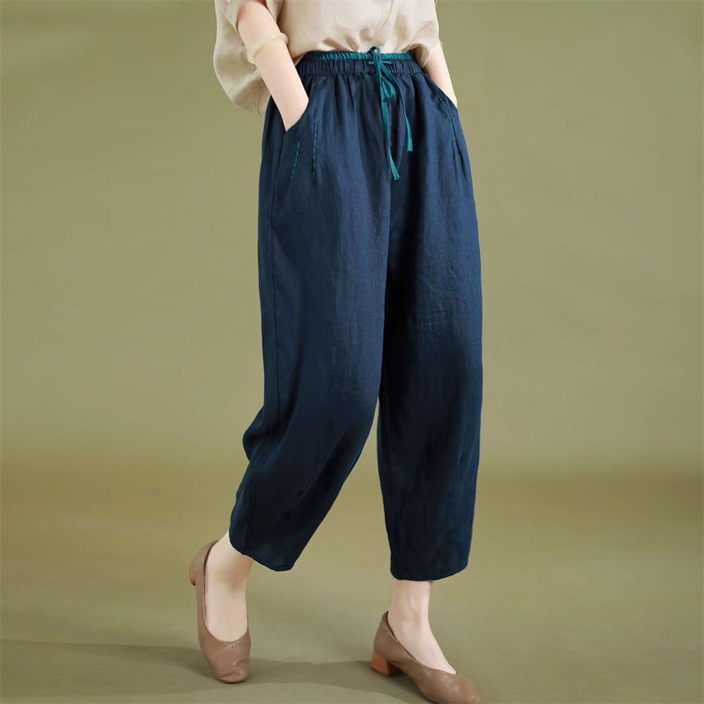 Classic Linen Loose Pants with Pocket - Retrorobe