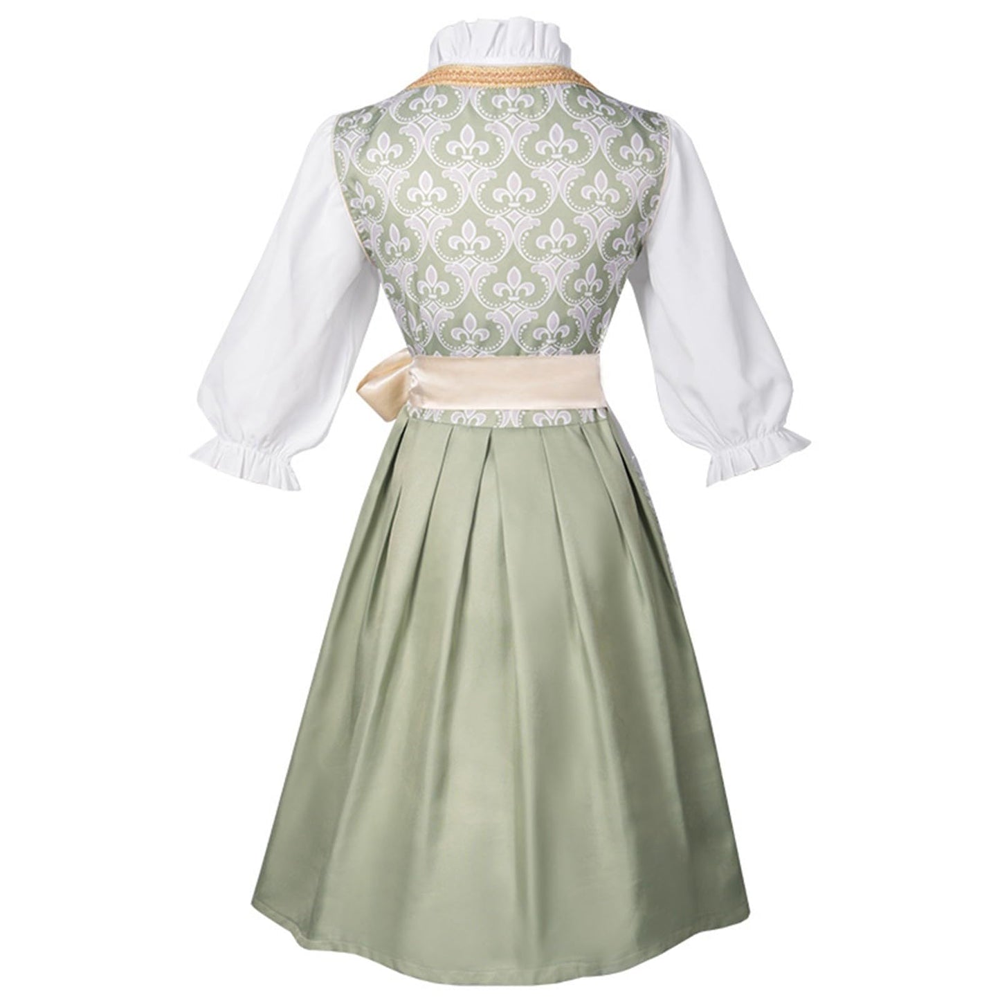 Oktoberfest Champagne Gold Dirndl Dress with Apron and Blouse