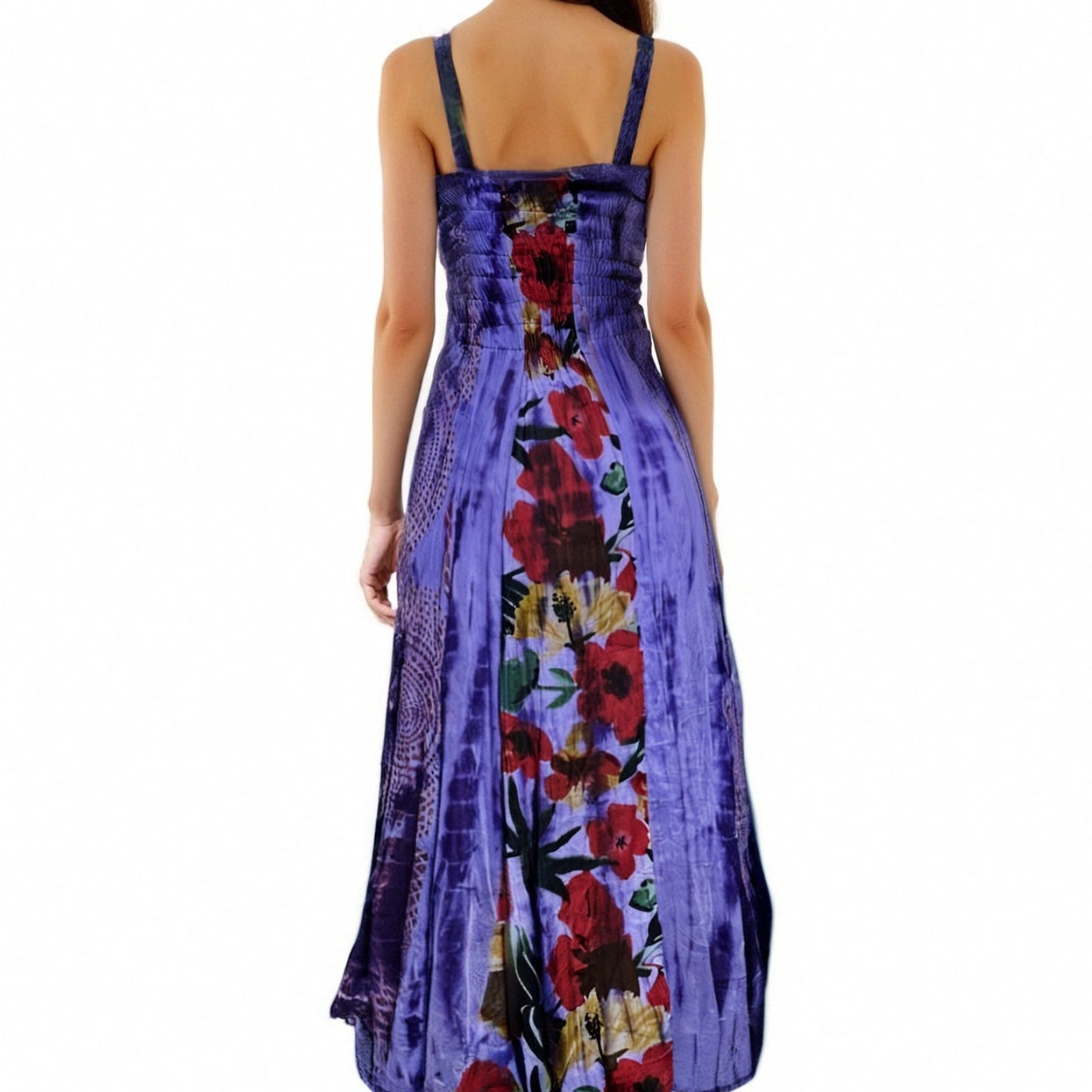 Boho Lace-Up Paisley Handmade Batik Maxi Dress