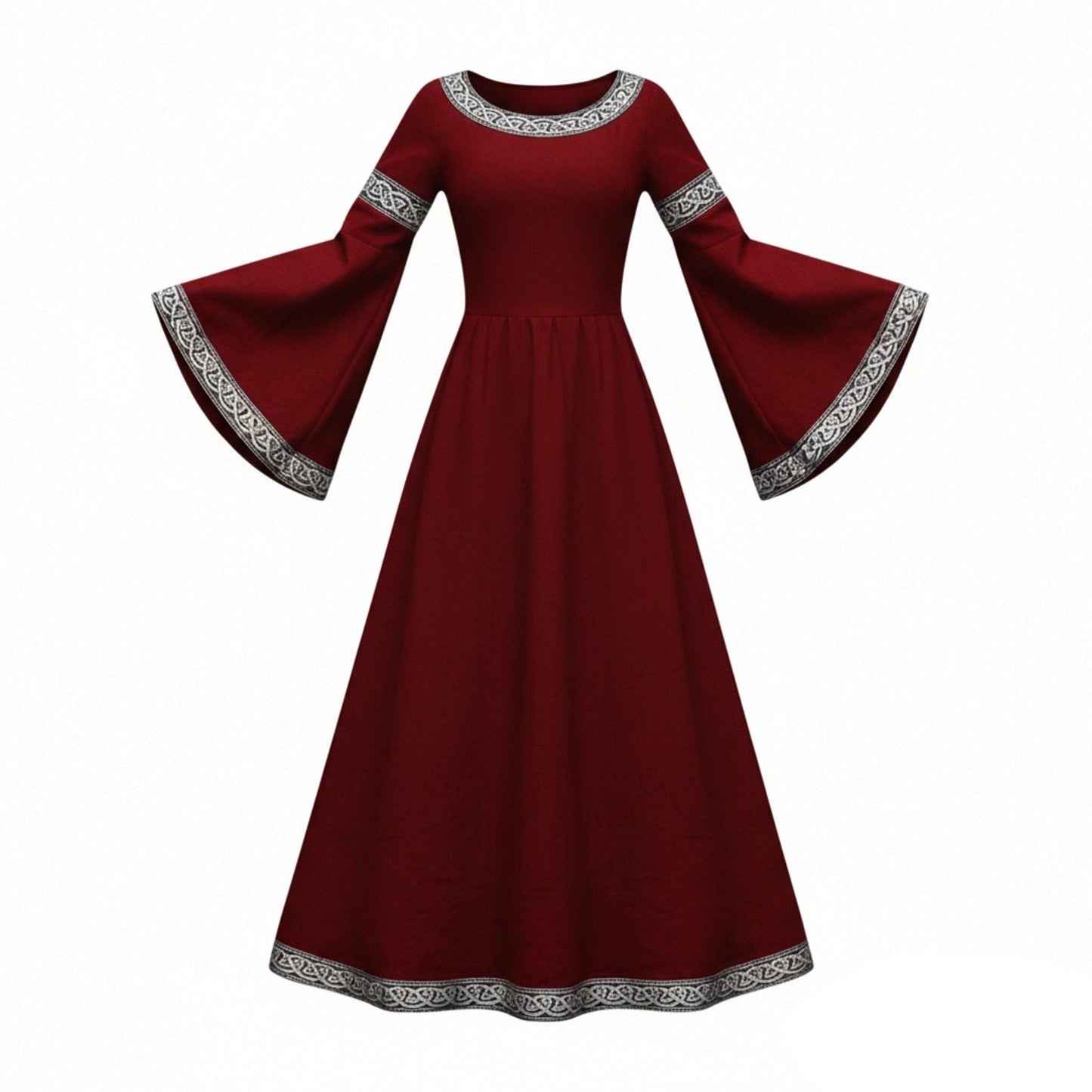 Mittelalterliches Renaissancekleid für Damen, langes Kleid mit Glockenärmeln