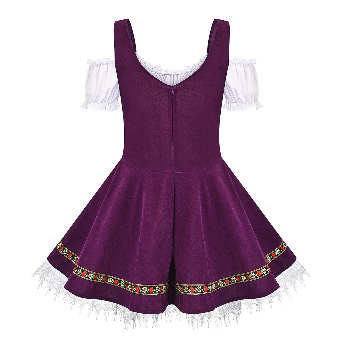Oktoberfest Bavarian Purple Dirndl Dress with Apron
