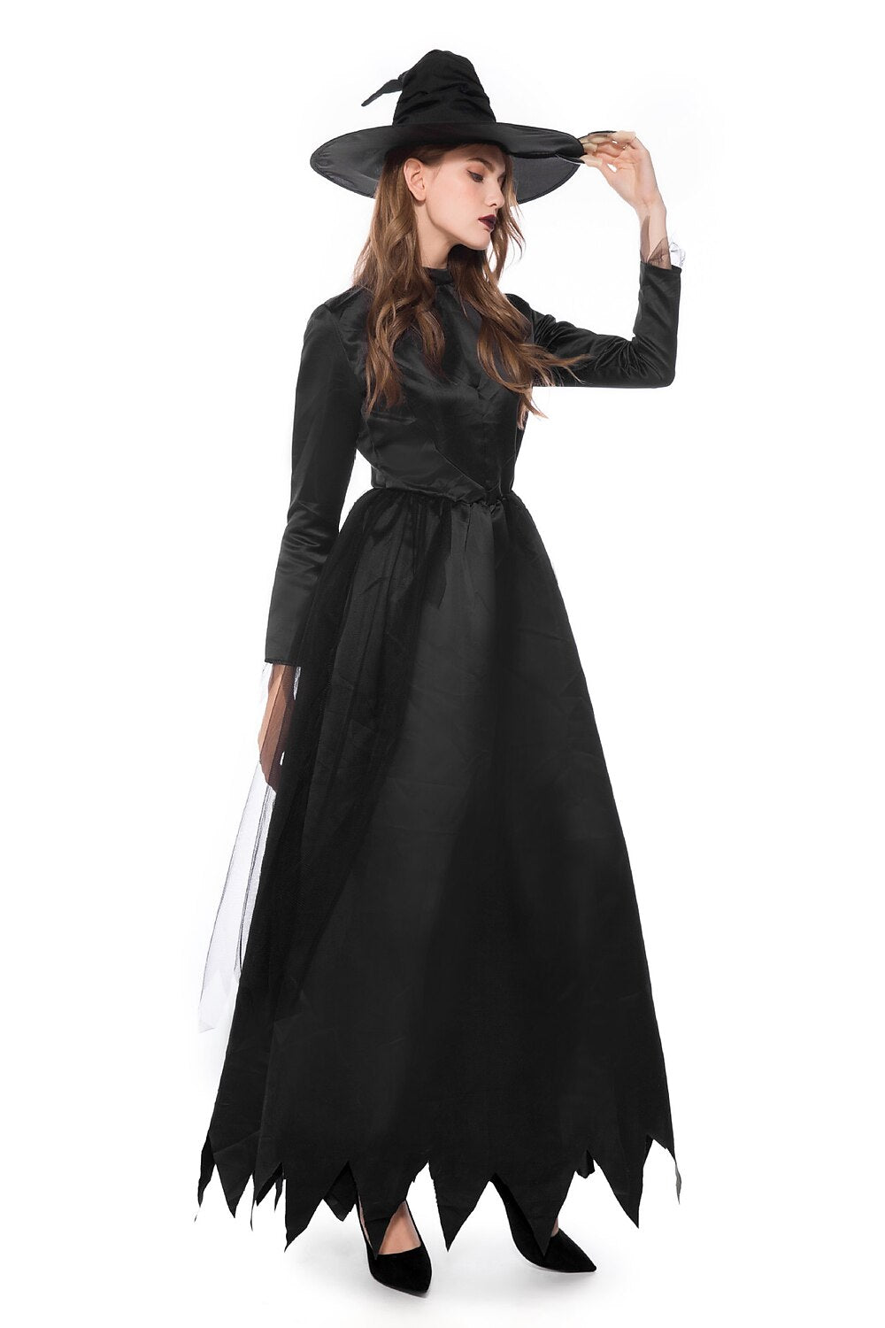 Gothic Witch Costume with Hat for Halloween
