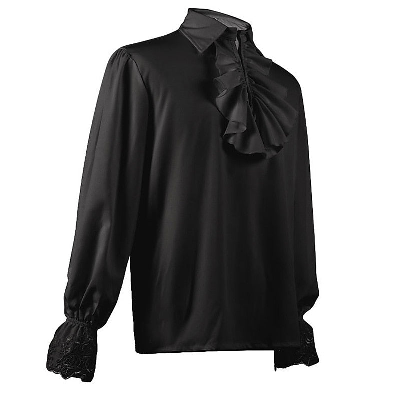 Renaissance Ruffle Decorated Tops with Lace Cuffs - Retrorobe