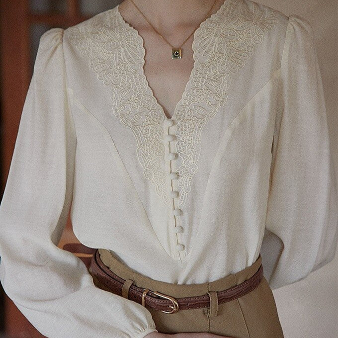 Victorian Style Embroidery Blouse - Retrorobe