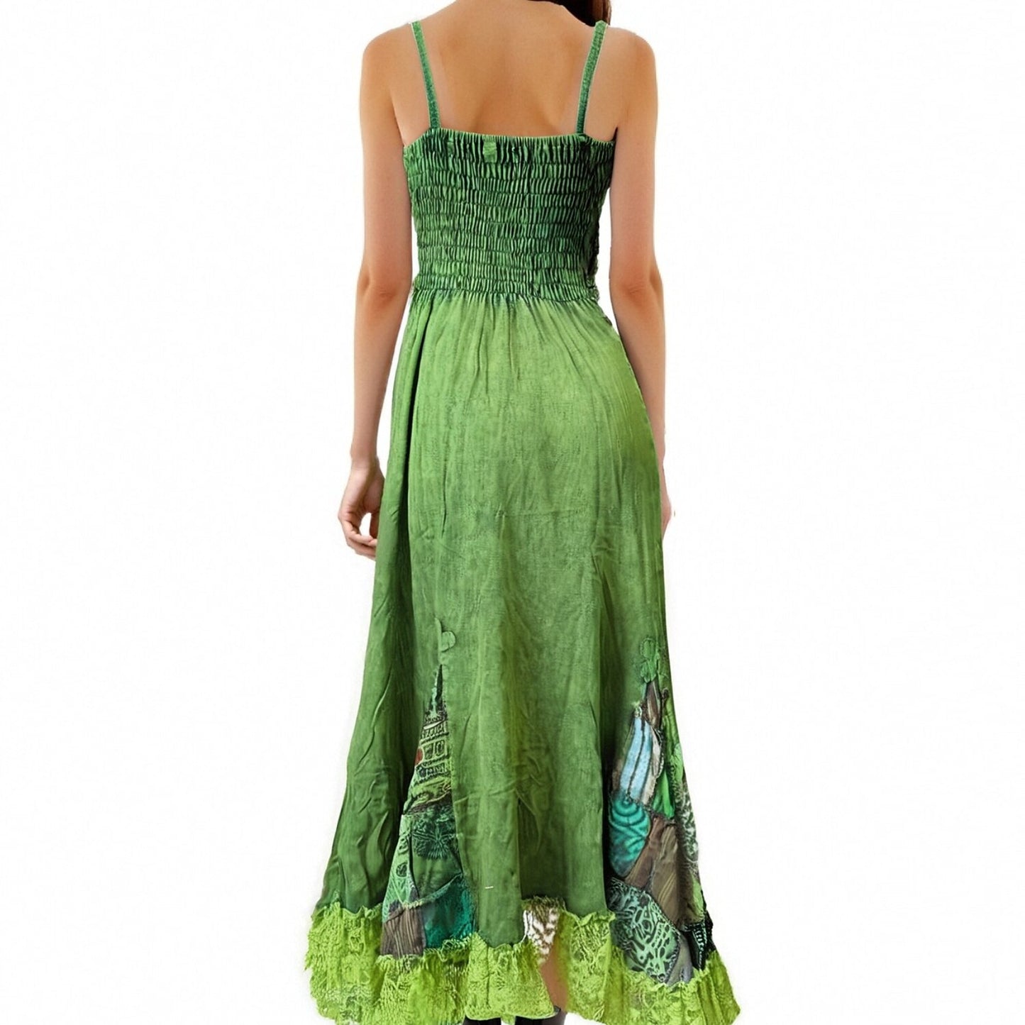 Boho Handgemachtes Batik Asymmetrisches Maxikleid