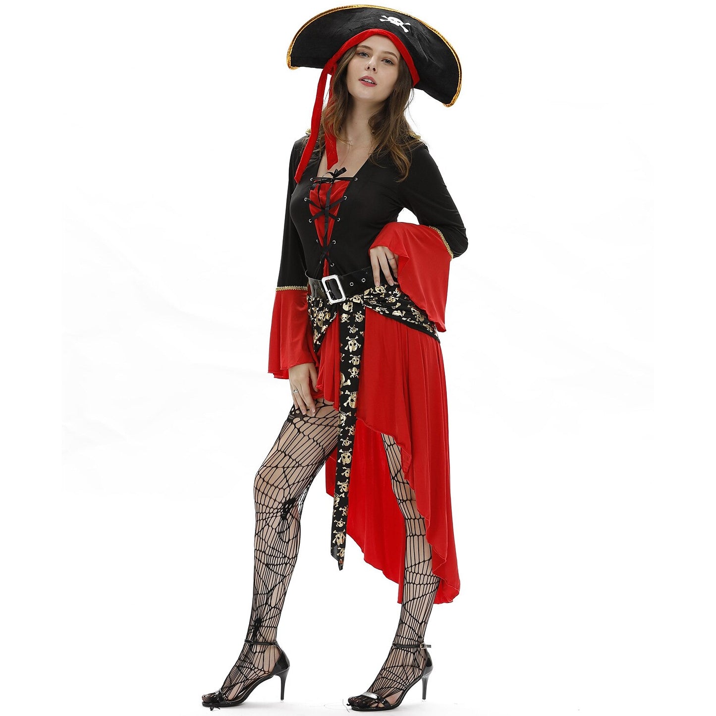 Gothic Piratenkapitän Outfit mit Hut und Gürtel