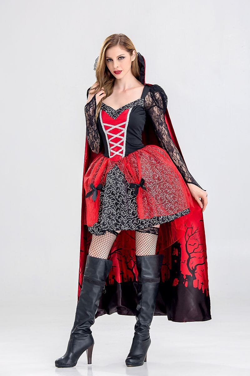 Gothic Vampire Queen Costume with Cloak