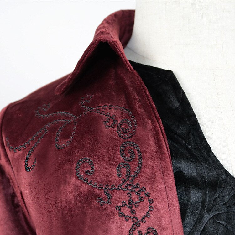Men's Retro Vintage Steampunk Embroidered Tailcoat - Retrorobe