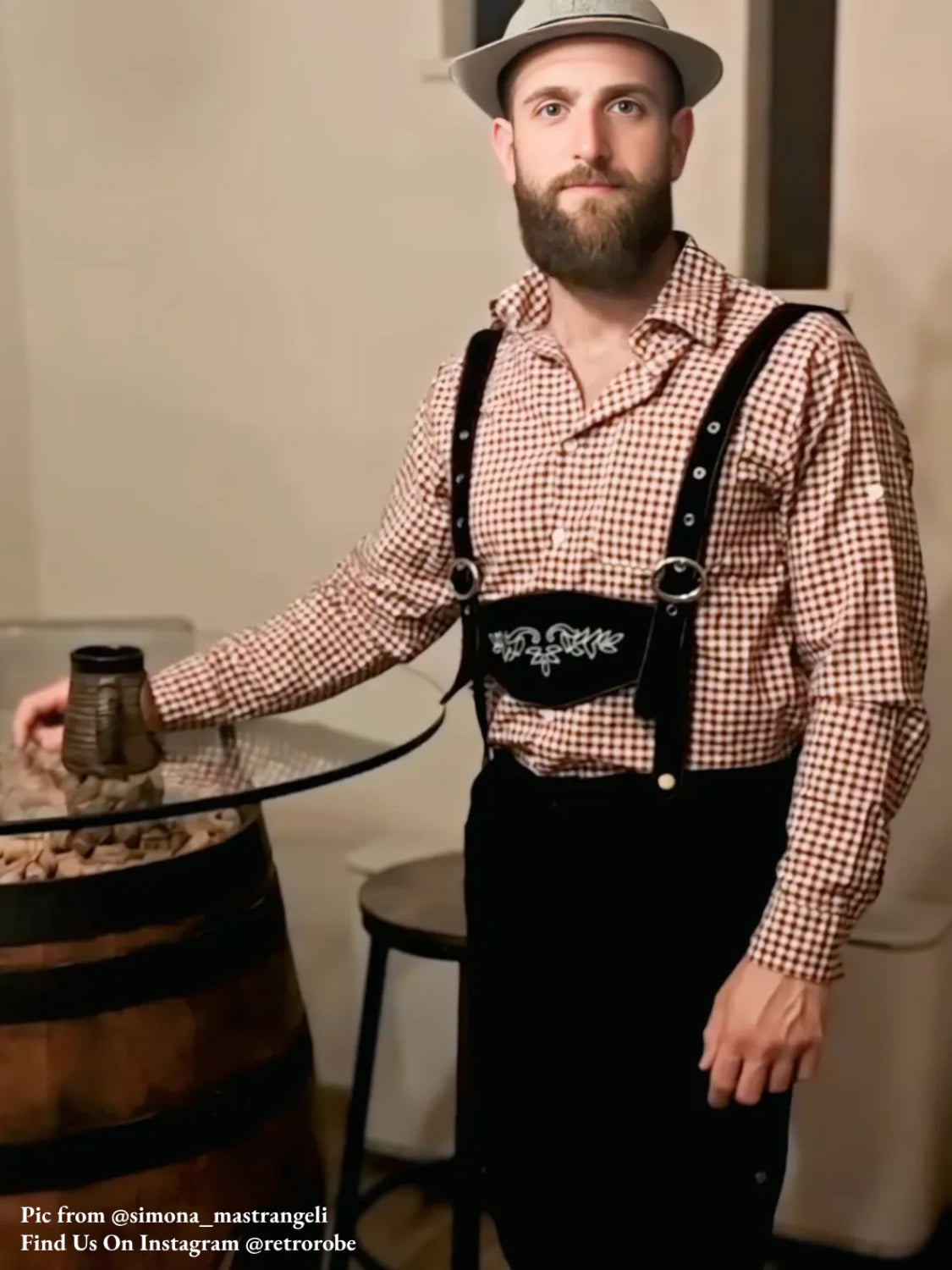 Oktoberfest Men’s Costume Set with Shirt, Suspenders and Hat
