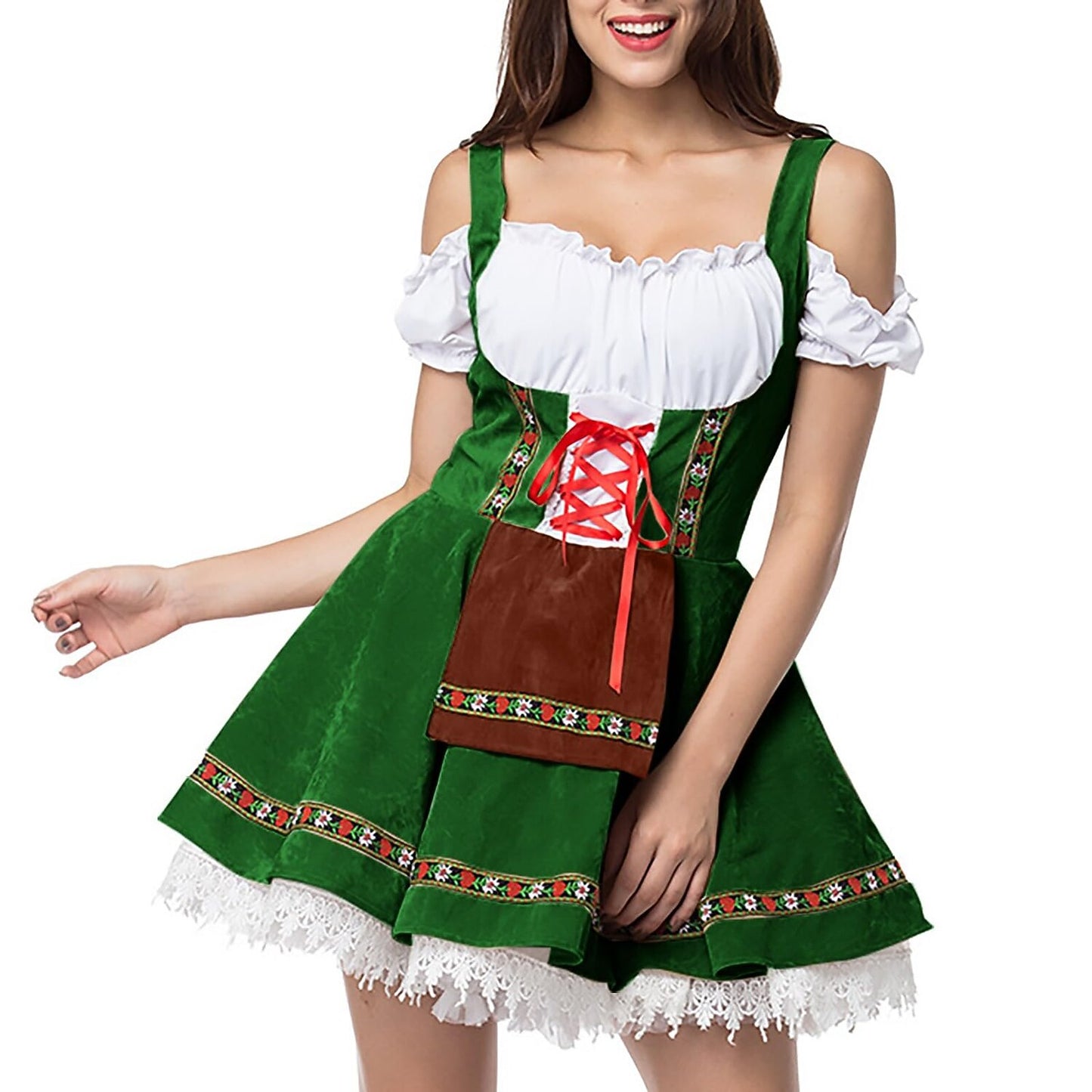 Oktoberfest Bavarian Light Green Dirndl Dress with Apron