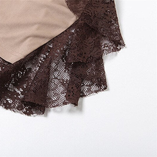 Gothic Style Asymmetrical Ruffled Lace Maxi Skirt - Retrorobe