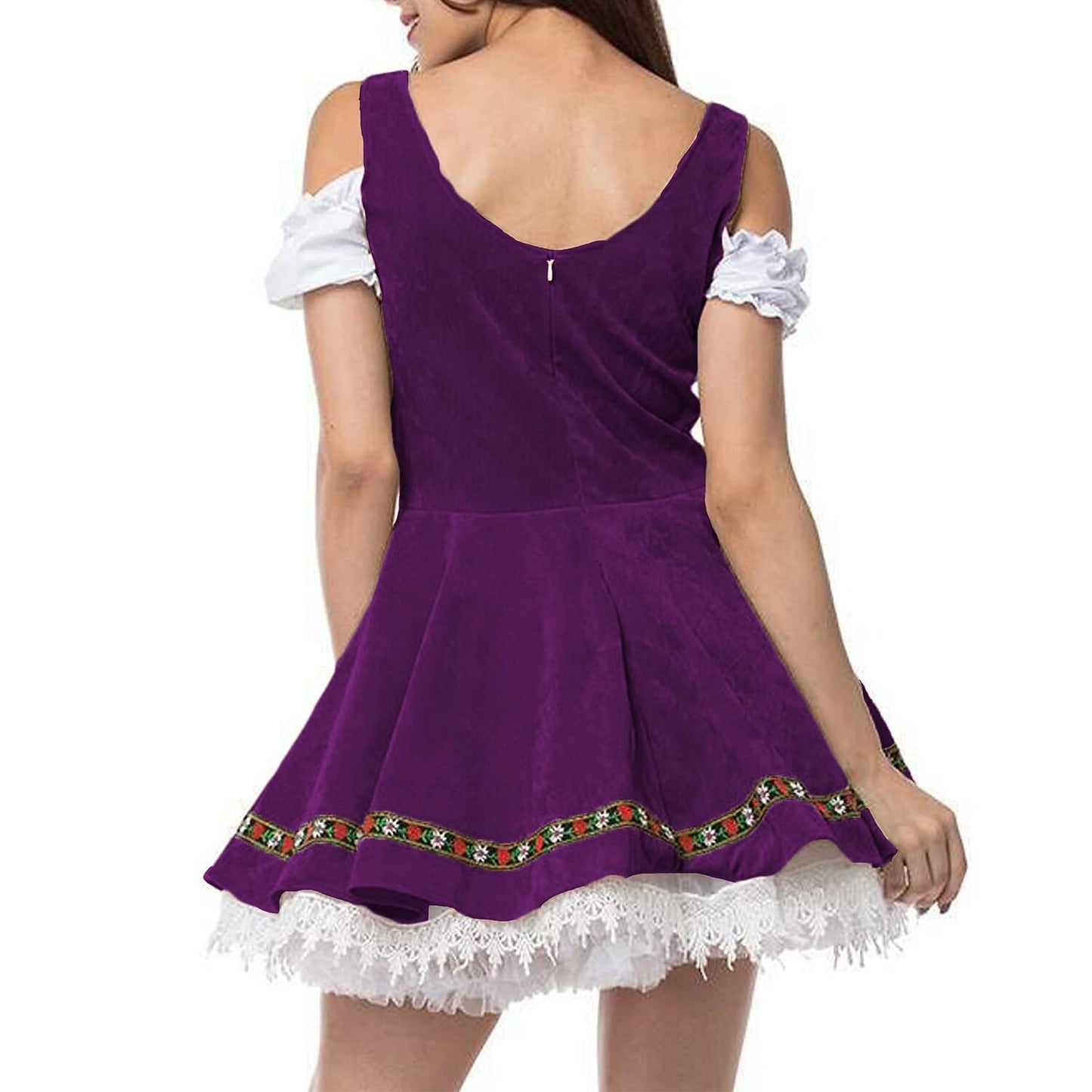 Oktoberfest Bavarian Purple Dirndl Dress with Apron
