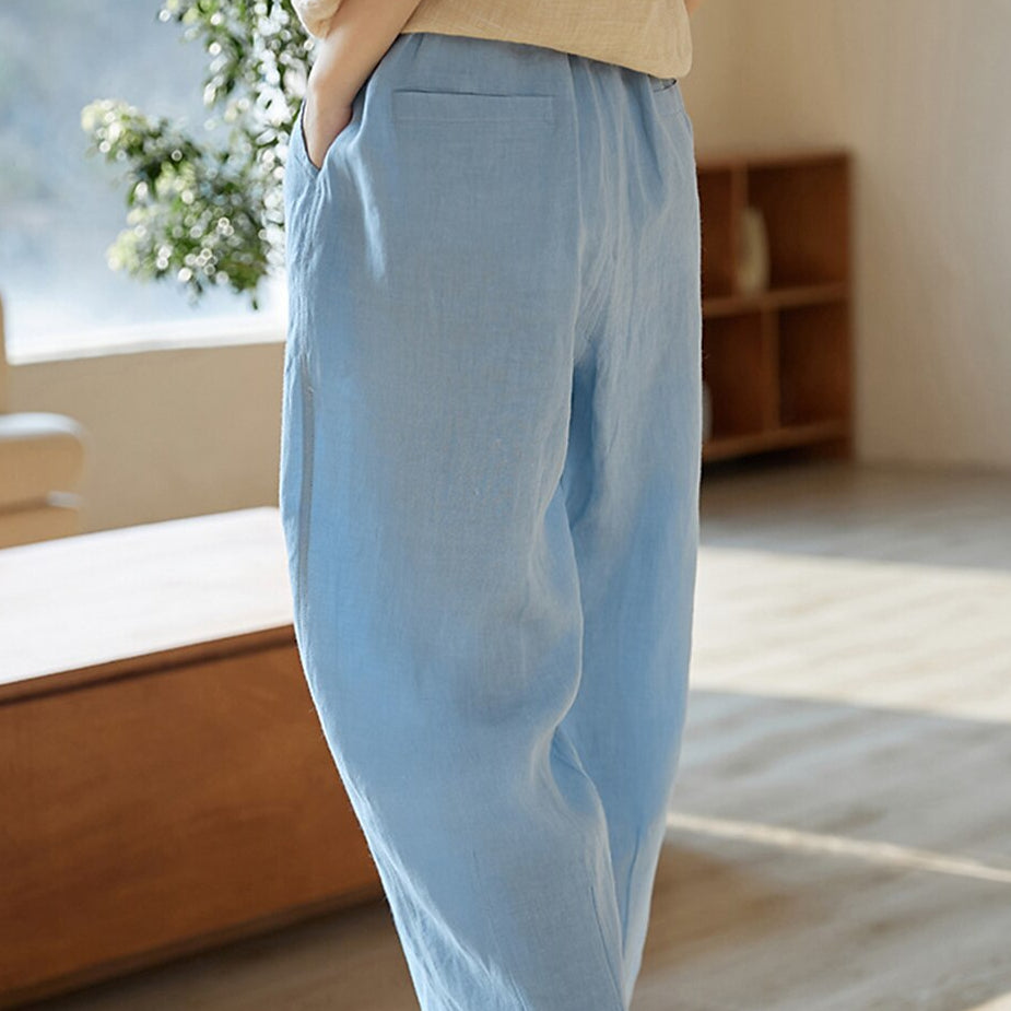 Vintage Loose Fit Pink Linen Pants - Retrorobe