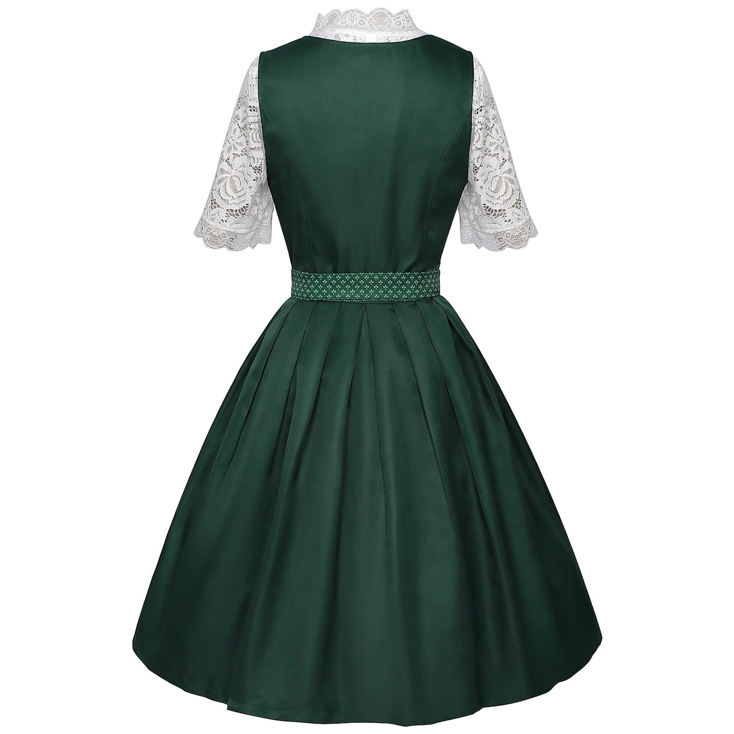 Oktoberfest Bavarian Dirndl Dress with Apron and Lace Blouse