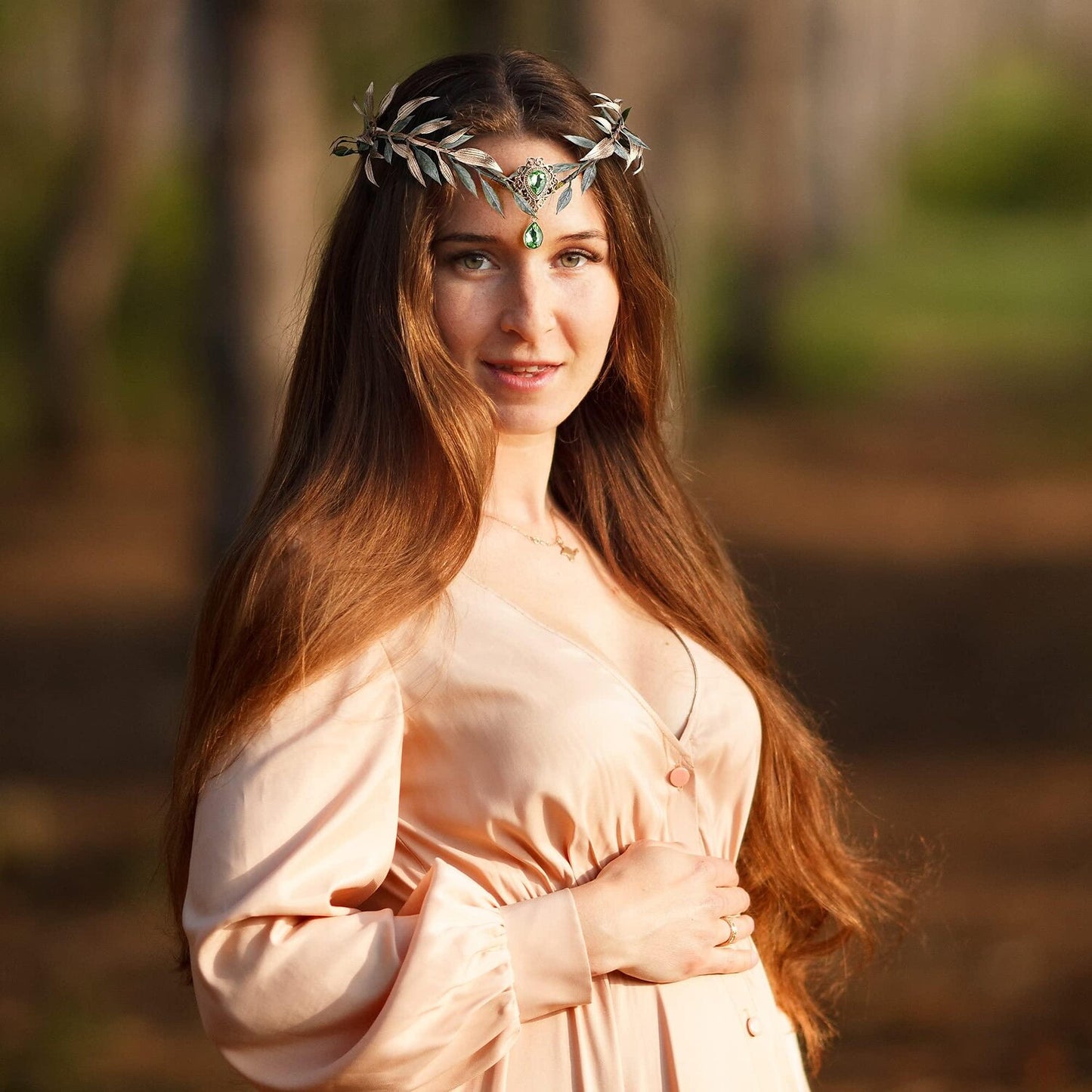 Coiffe de princesse en strass avec feuille de fée