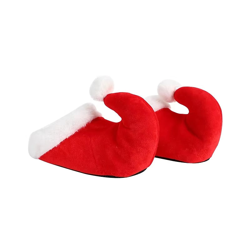 Plush Santa Hat Christmas Slippers