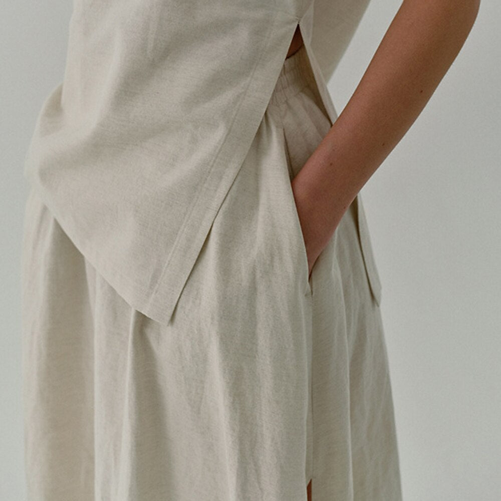 Classic Cotton Linen Blend Skirt - Retrorobe