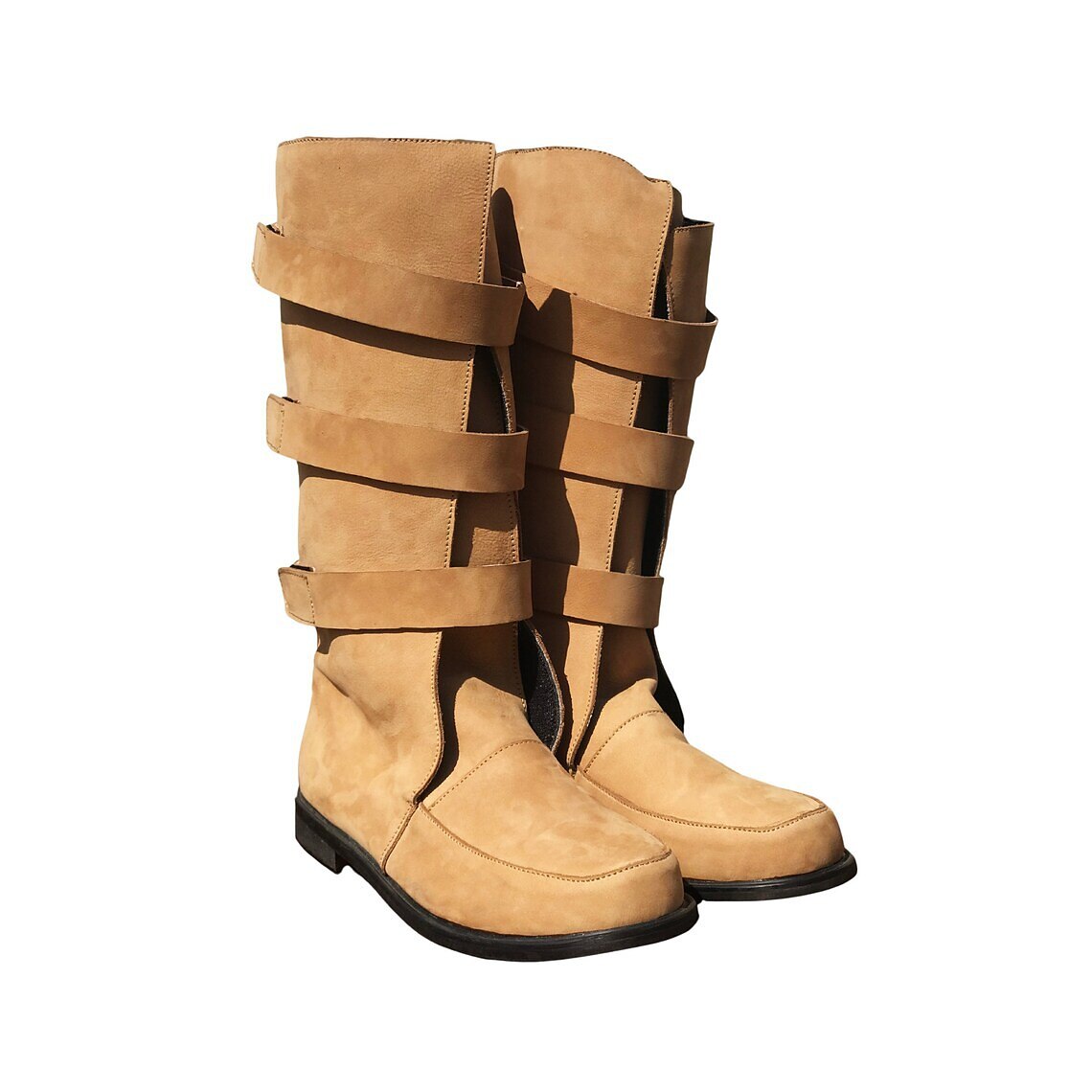 Medieval Triple Strap Combat Style Tall Boots