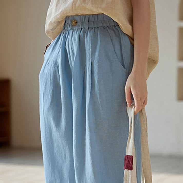 Vintage Loose Fit Pink Linen Pants - Retrorobe