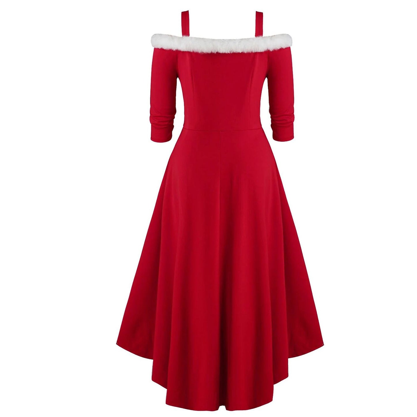 Christmas Mrs. Claus Velvet High-Low Dress