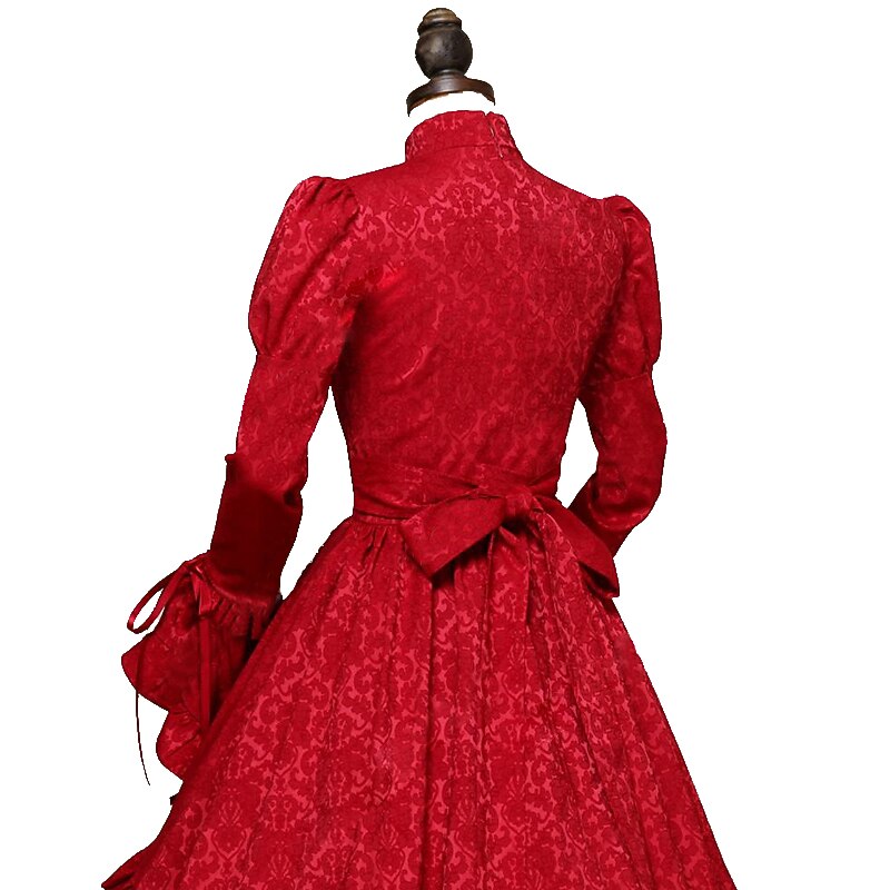 Stand Collar Ruffled Christmas Carol Gown