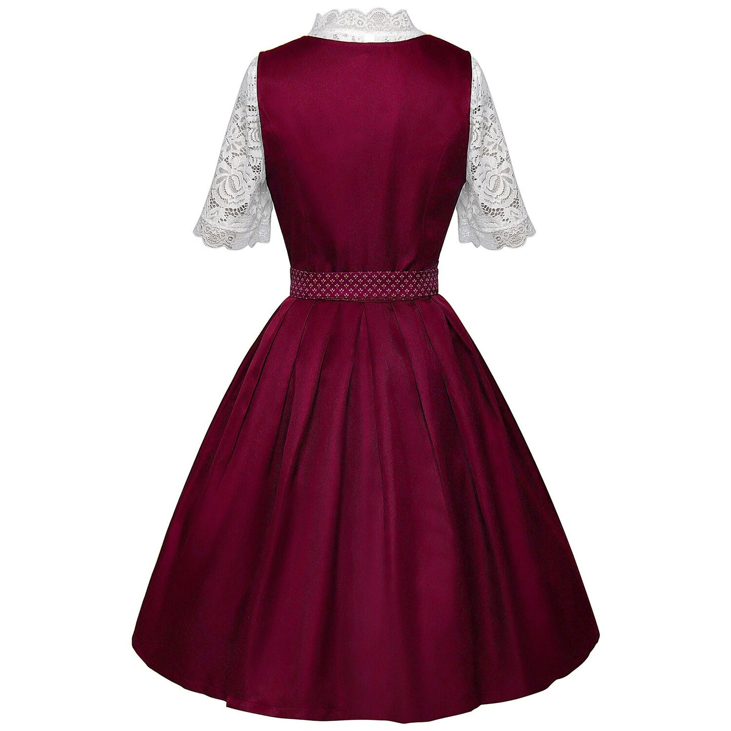 Oktoberfest Bavarian Dirndl Dress with Apron and Lace Blouse
