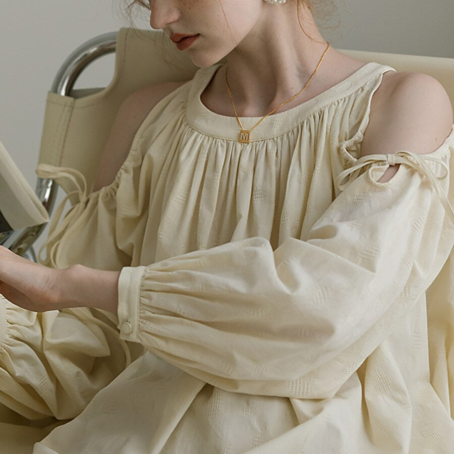 Classic Flowy Pleated Cold Shoulder Blouse - Retrorobe