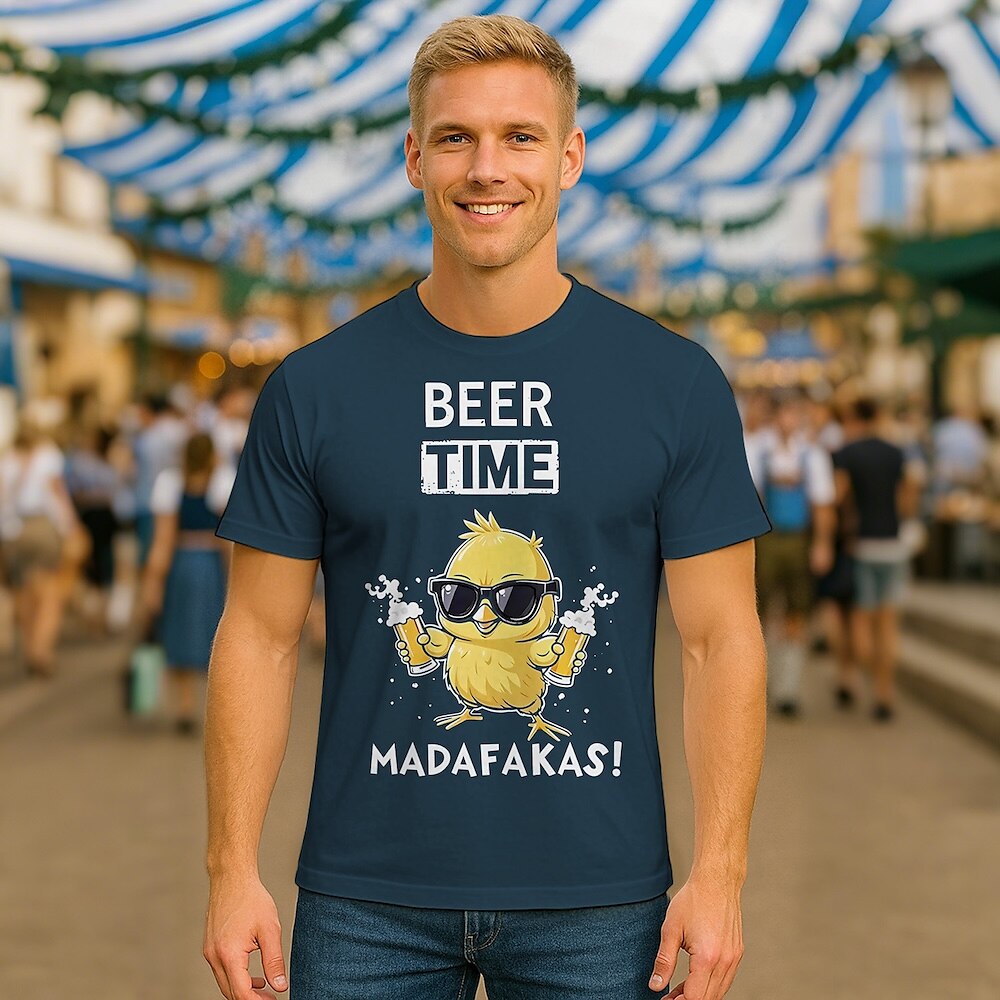 Men's Oktoberfest Beer Time Madafakas Graphic T-shirt