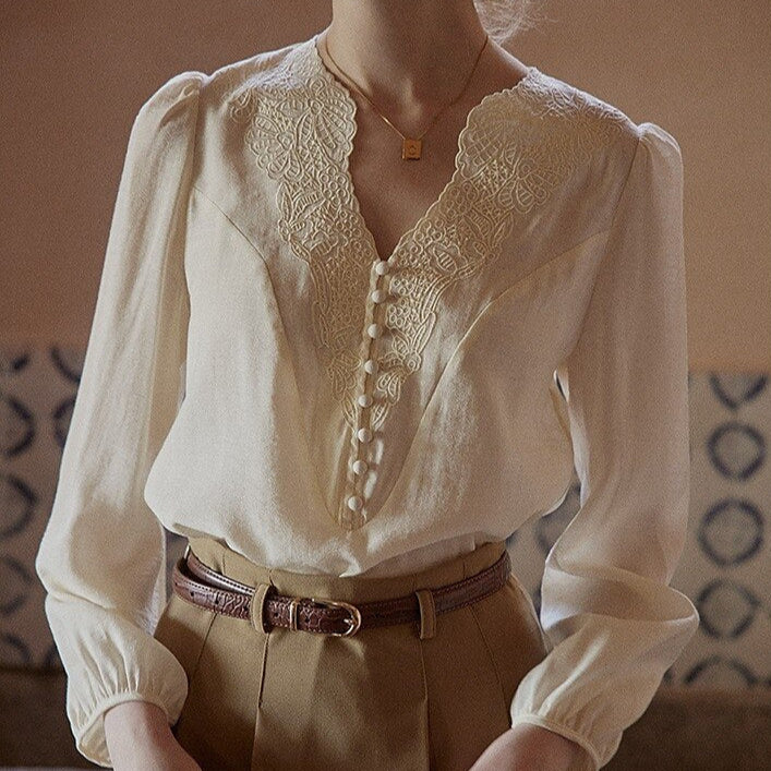 Victorian Style Embroidery Blouse - Retrorobe